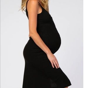 Forest Green Ribbed Midi Dress